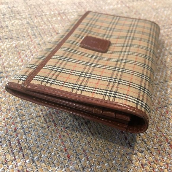 BURBERRY Nova Check Plaid Canvas Leather BiFolding Long Wallet - Picture 6 of 16